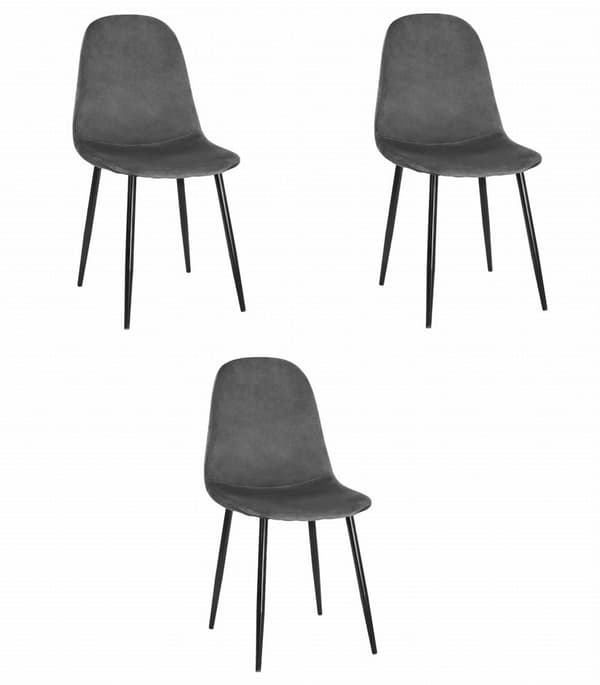 COMO Stol - Mörkgrå sammet x 3