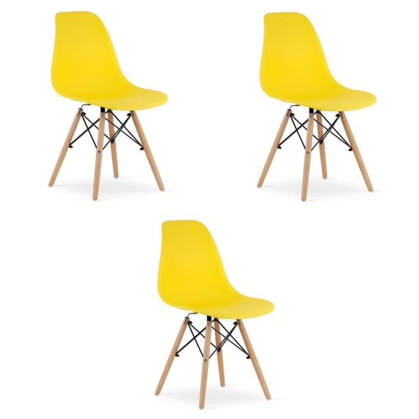 OSAKA stol gul / naturliga ben x 3