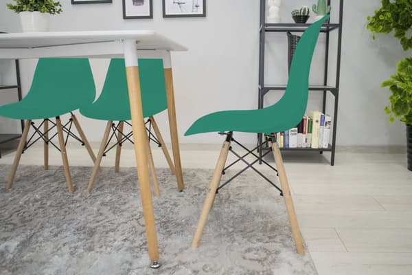OSAKA stol grön / naturliga ben x 3