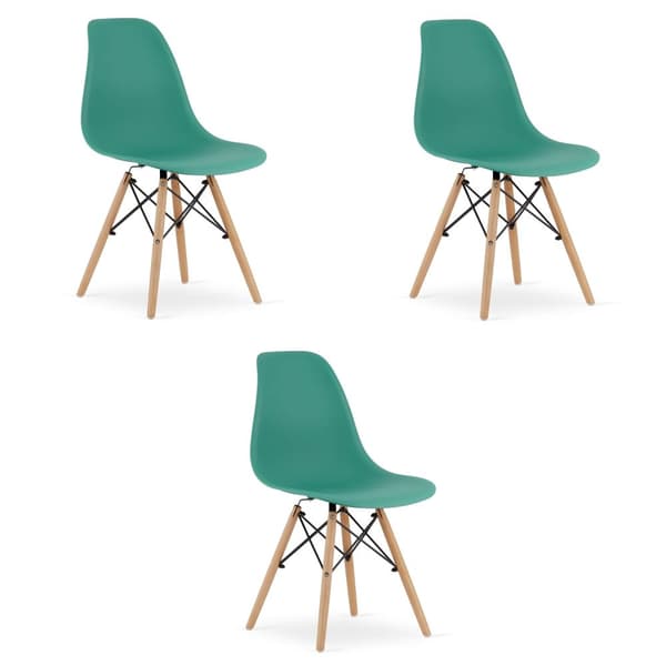 OSAKA stol grön / naturliga ben x 3