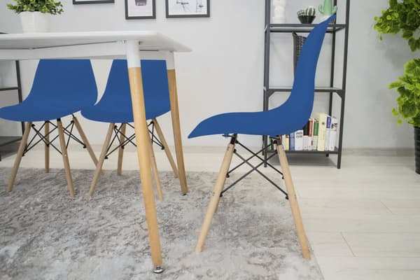 OSAKA stol blå / naturliga ben x 3