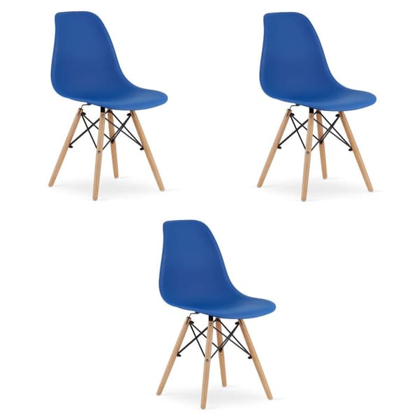 OSAKA stol blå / naturliga ben x 3