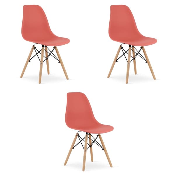OSAKA stol vermilion / naturlige ben x 3