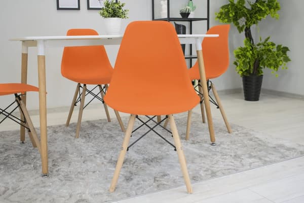 OSAKA stol orange / naturliga ben x 2