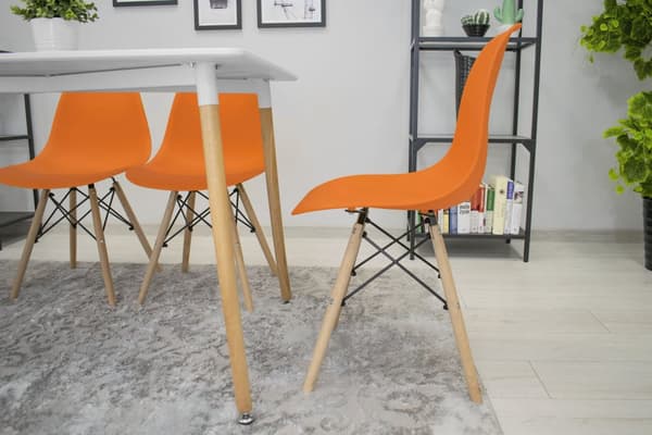 OSAKA stol orange / naturliga ben x 2