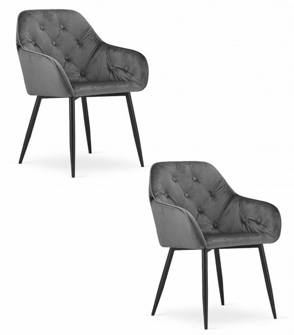 FORIO stol - grå sammet / svarta ben x 2