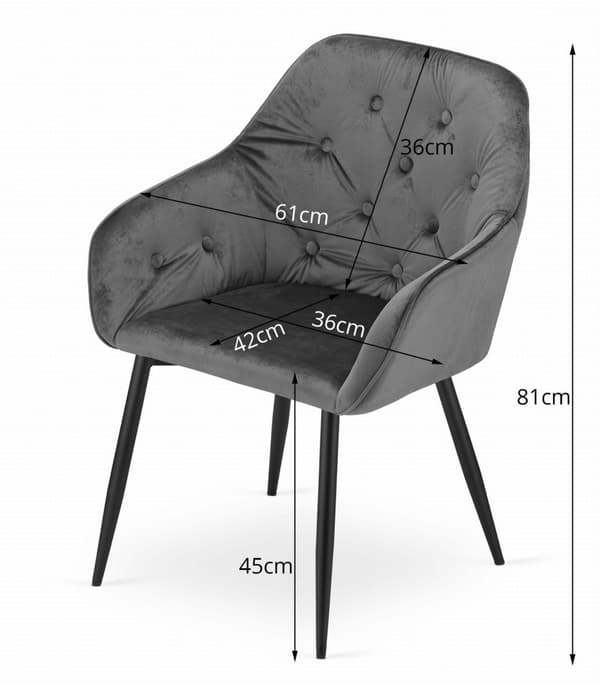 FORIO stol - svart sammet / svarta ben x 2