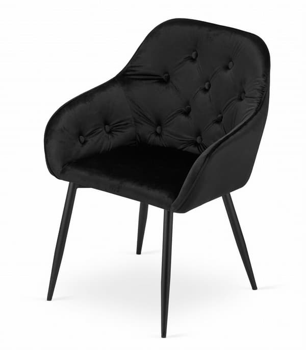 FORIO stol - svart sammet / svarta ben x 2
