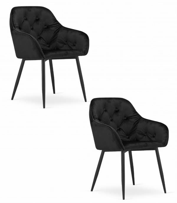 FORIO stol - svart sammet / svarta ben x 2