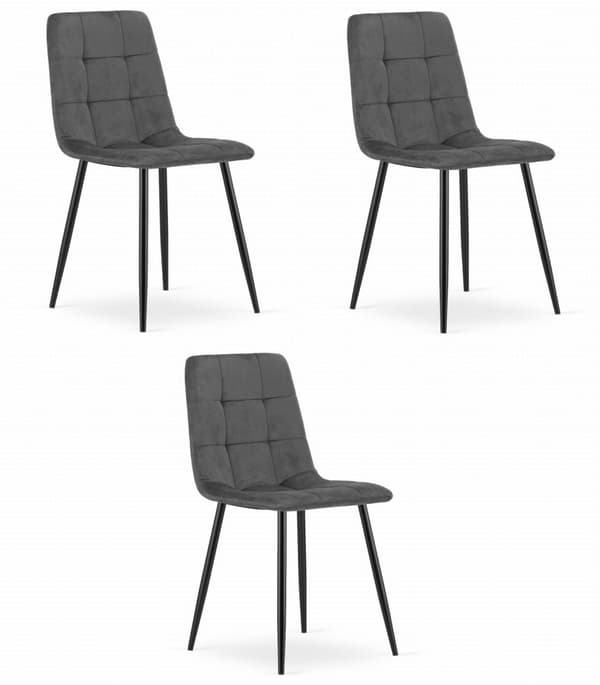 KARA Stol - Mörkgrå sammet x 3
