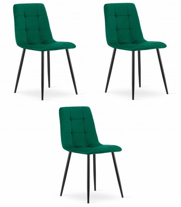 KARA stol - mörkgrön sammet x 3