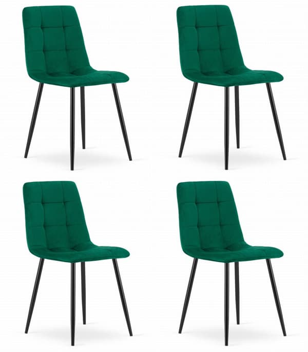 KARA stol - mörkgrön sammet x 4