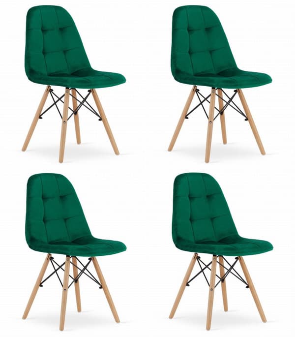 DUMO Stol - Mörkgrön sammet x 4
