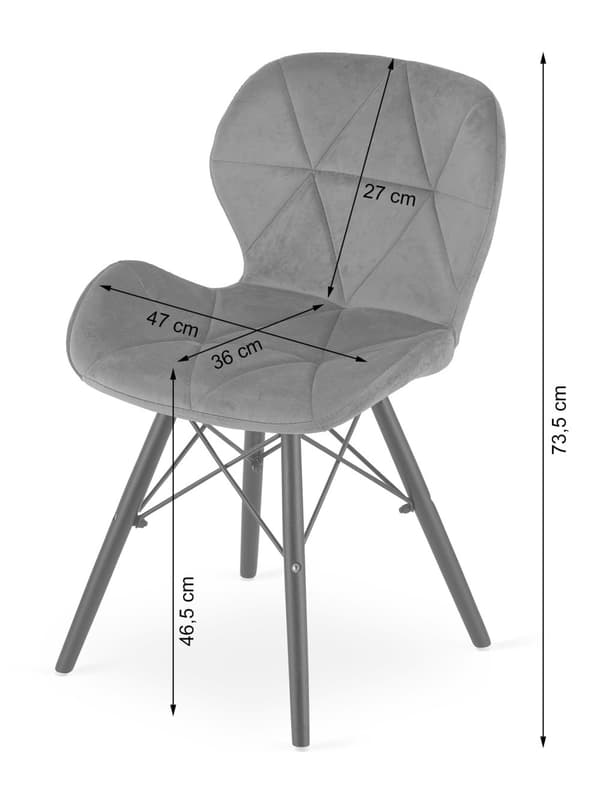 LAGO Velvet Chair - gule/sorte ben x 3