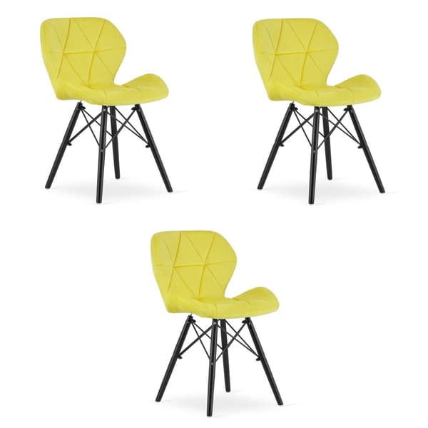 LAGO Velvet Chair - gule/sorte ben x 3