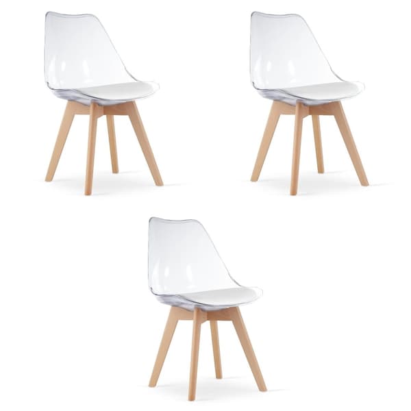 MARK stol - transparente / naturlige ben x 3