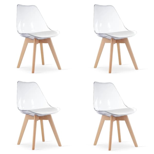 MARK Stol - transparenta / naturliga ben x 4
