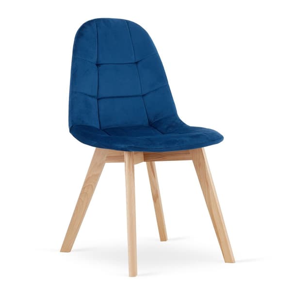 BORA stol - marineblå velour x 4