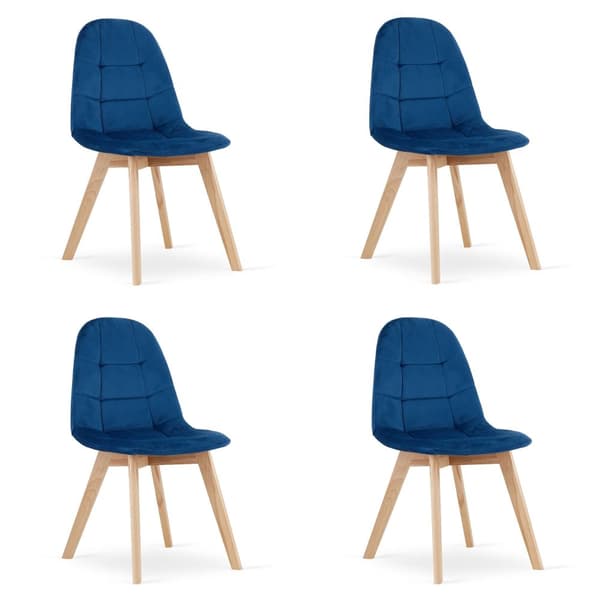 BORA stol - marineblå velour x 4