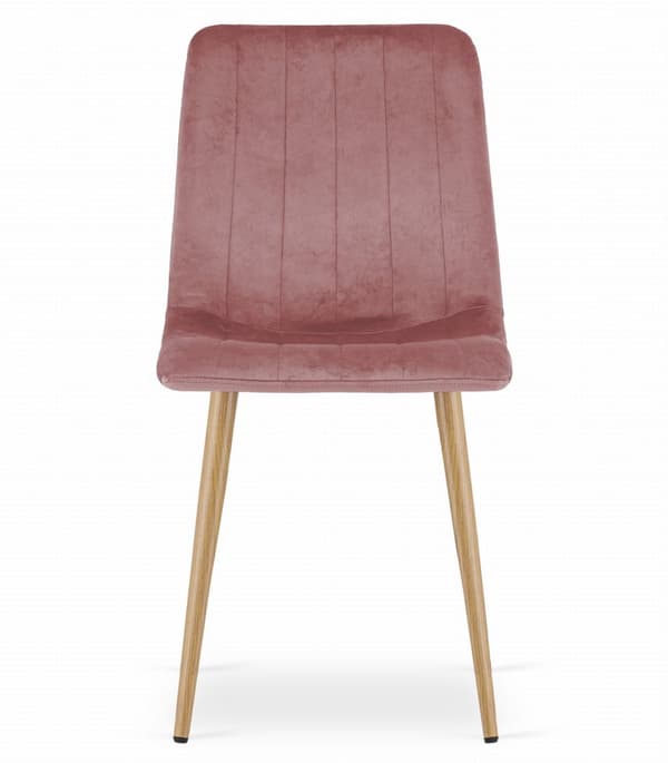 LAVA Stol - Rosa sammet / Träfärgade ben x 3