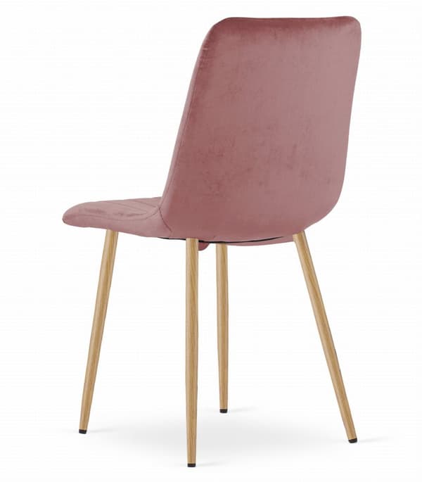 LAVA Stol - Rosa sammet / Träfärgade ben x 3