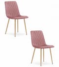 Miniatyrbillede 1 af 7: TURIN stol - pink velour / træfarvede ben x 2