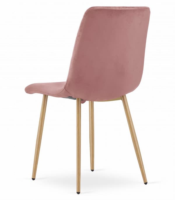 TURIN stol - rosa sammet / träfärgade ben x 3