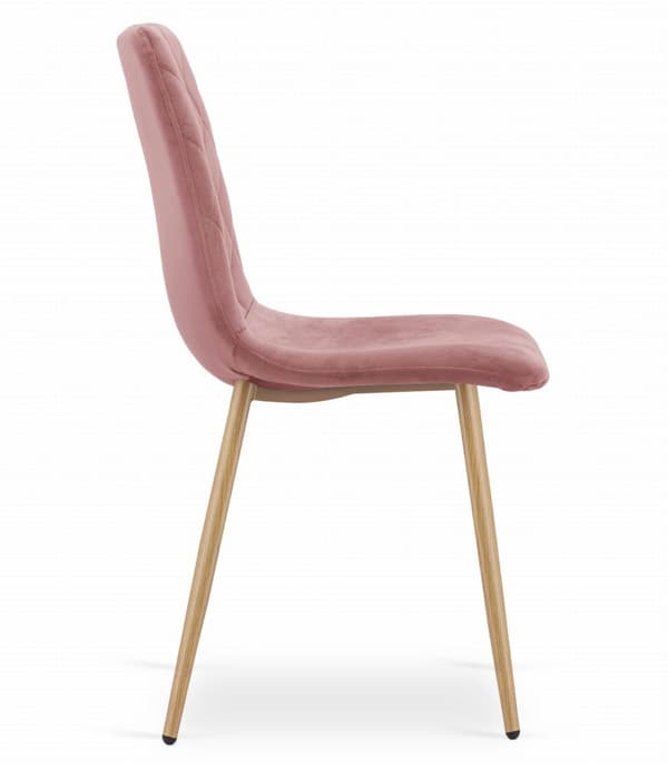 TURIN stol - rosa sammet / träfärgade ben x 3