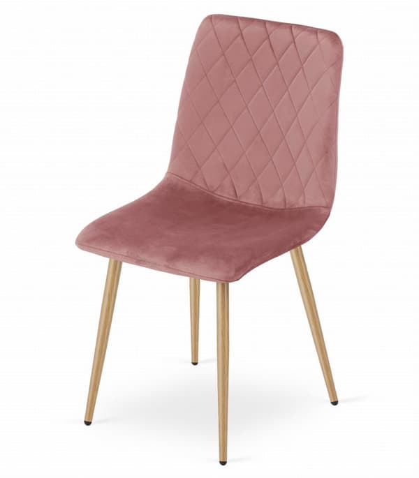 TURIN stol - rosa sammet / träfärgade ben x 3