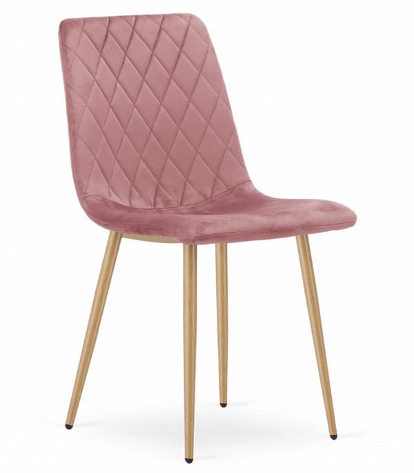 TURIN stol - rosa sammet / träfärgade ben x 3