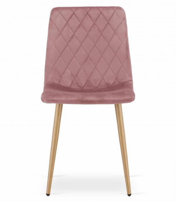 TURIN stol - rosa sammet / träfärgade ben x 4