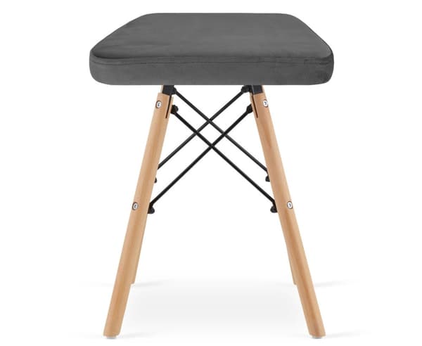 WERK pall - grå sammet / naturliga ben x 4
