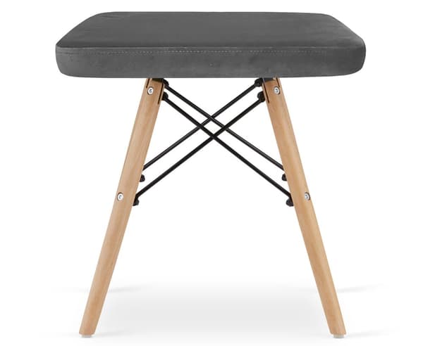 WERK pall - grå sammet / naturliga ben x 4