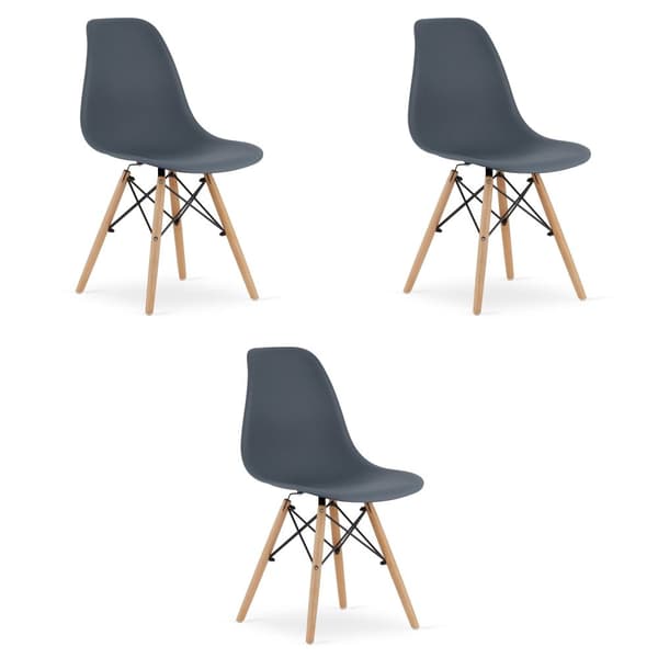 OSAKA mörk skifferstol / naturliga ben x 3