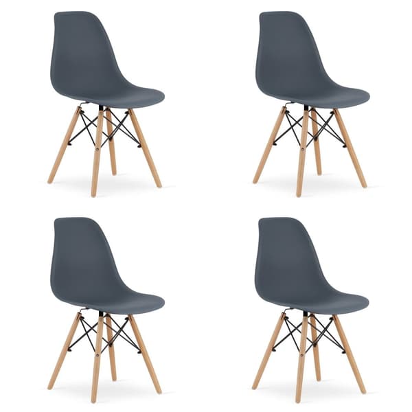 OSAKA mörk skifferstol / naturliga ben x 4