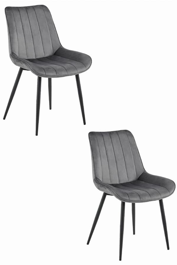 SOSA Stol - Mörkgrå sammet / Svarta ben x 2