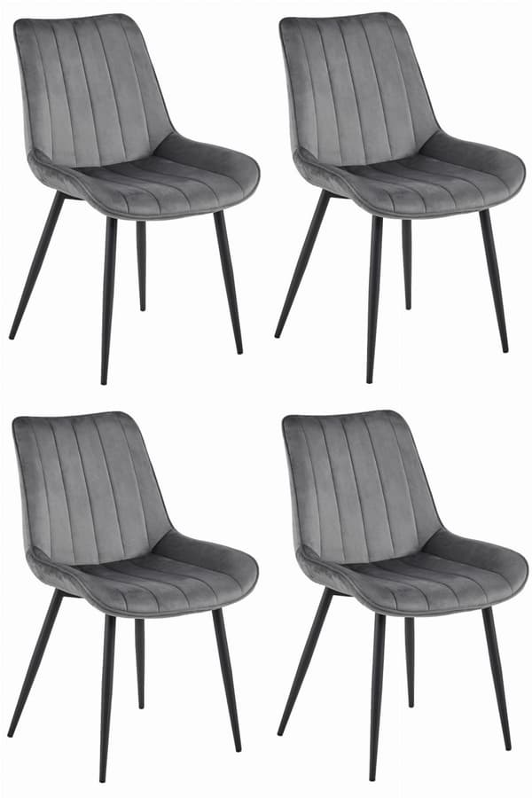 SOSA Stol - Mörkgrå sammet / Svarta ben x 4