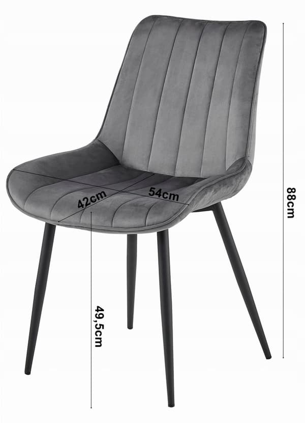 SOSA Stol - Svart sammet / Svarta ben x 1