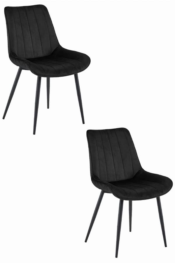 SOSA Stol - Svart sammet / Svarta ben x 2