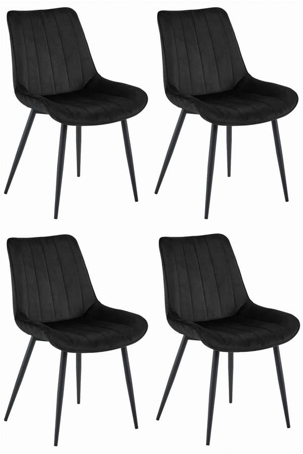 SOSA Stol - Svart sammet / Svarta ben x 4