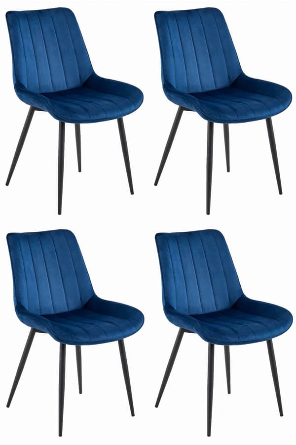 SOSA stol - marineblå fløjl / sorte ben x 4