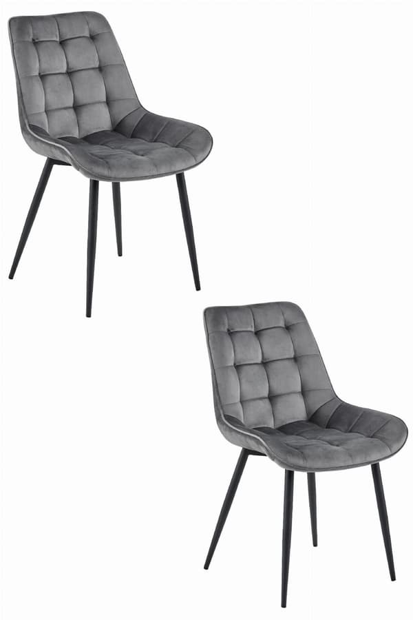 BERA Stol - Mörkgrå sammet / Svarta ben x 2