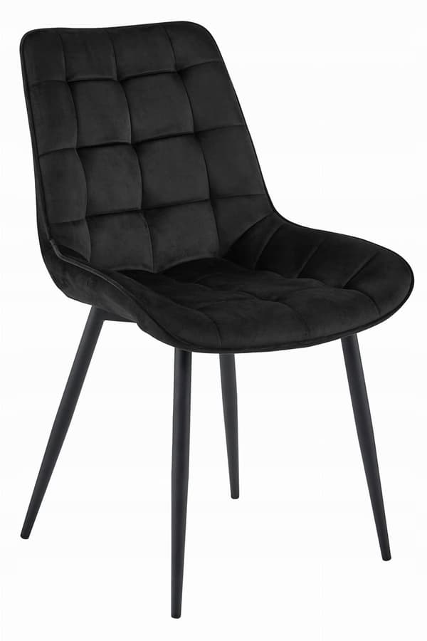 BERA stol - svart sammet / svarta ben x 1