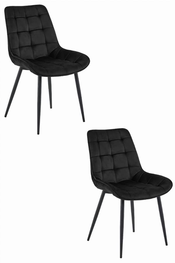 BERA stol - svart sammet / svarta ben x 2