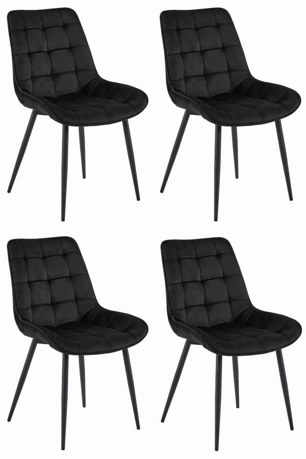 BERA Stol - Svart sammet / Svarta ben x 4