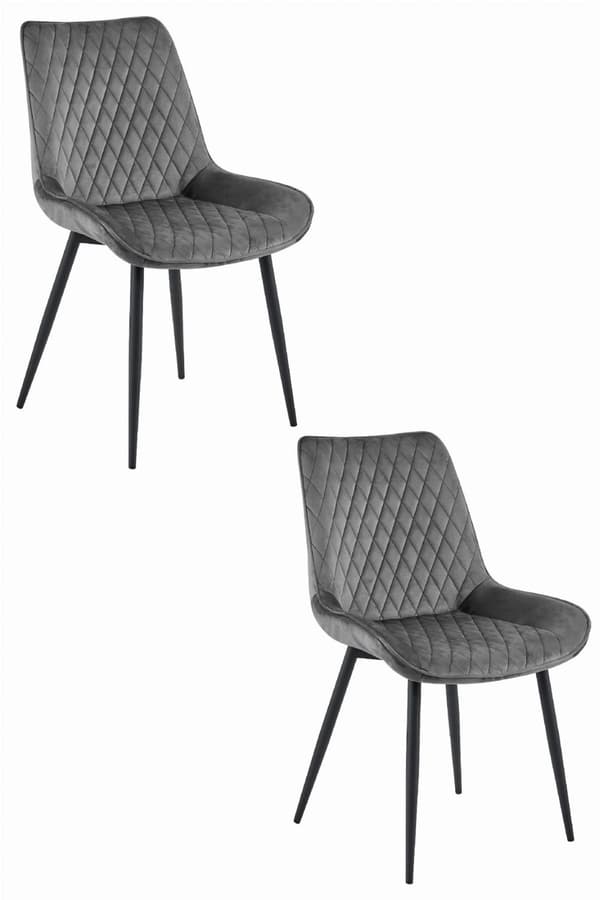 VERDO stol - mörkgrå sammet / svarta ben x 2