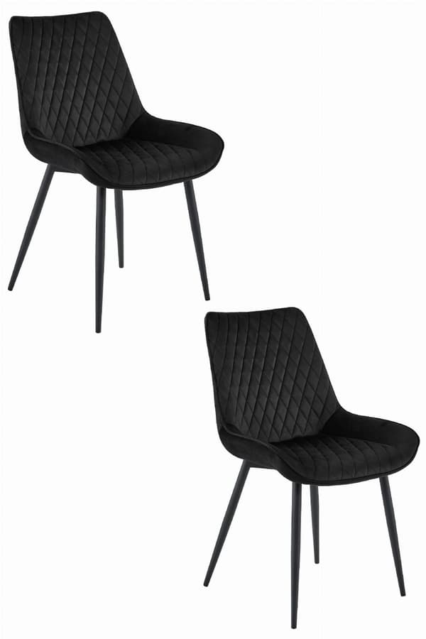 VERDO stol - sort fløjl / sorte ben x 2