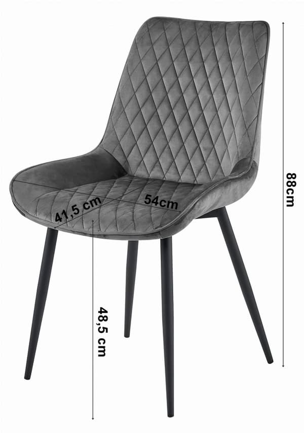 VERDO stol - svart sammet / svarta ben x 4