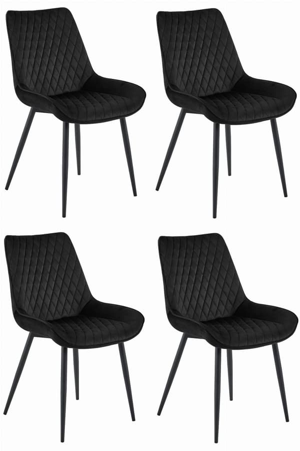 VERDO stol - svart sammet / svarta ben x 4