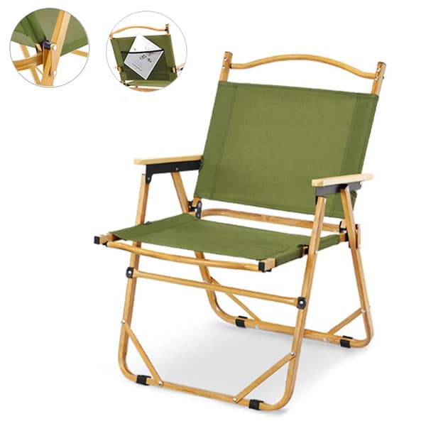 Sammenklappelig udendørs campingstol, letvægts aluminiumlegering, ergonomisk design, skridsikker stabilitet,grøn